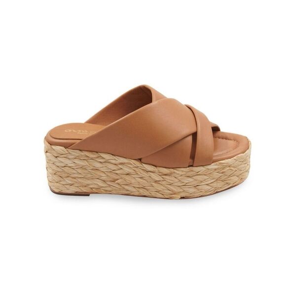 Andre Assous Calesa Leather Espadrille Platform Camel Sandal Size 40 EU (9 US) - Picture 1 of 8